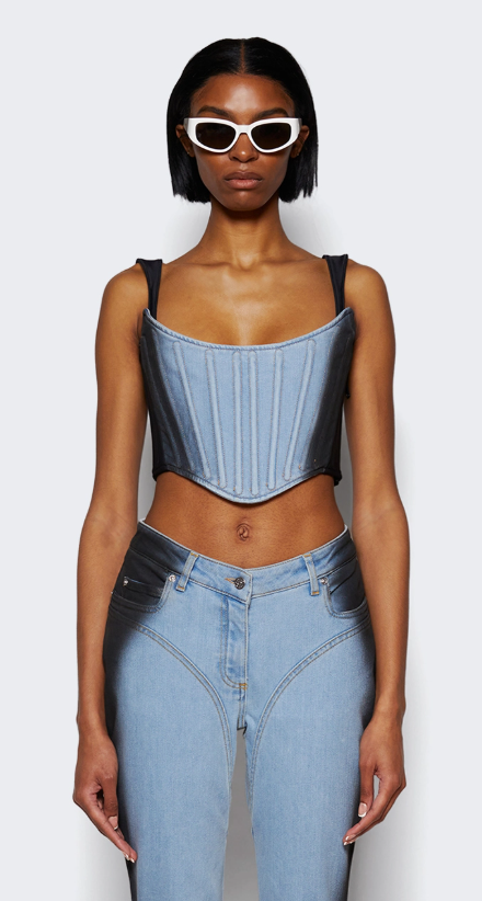 Mugler Denim Corset (Missing Straps) Size 38 US 6 Small