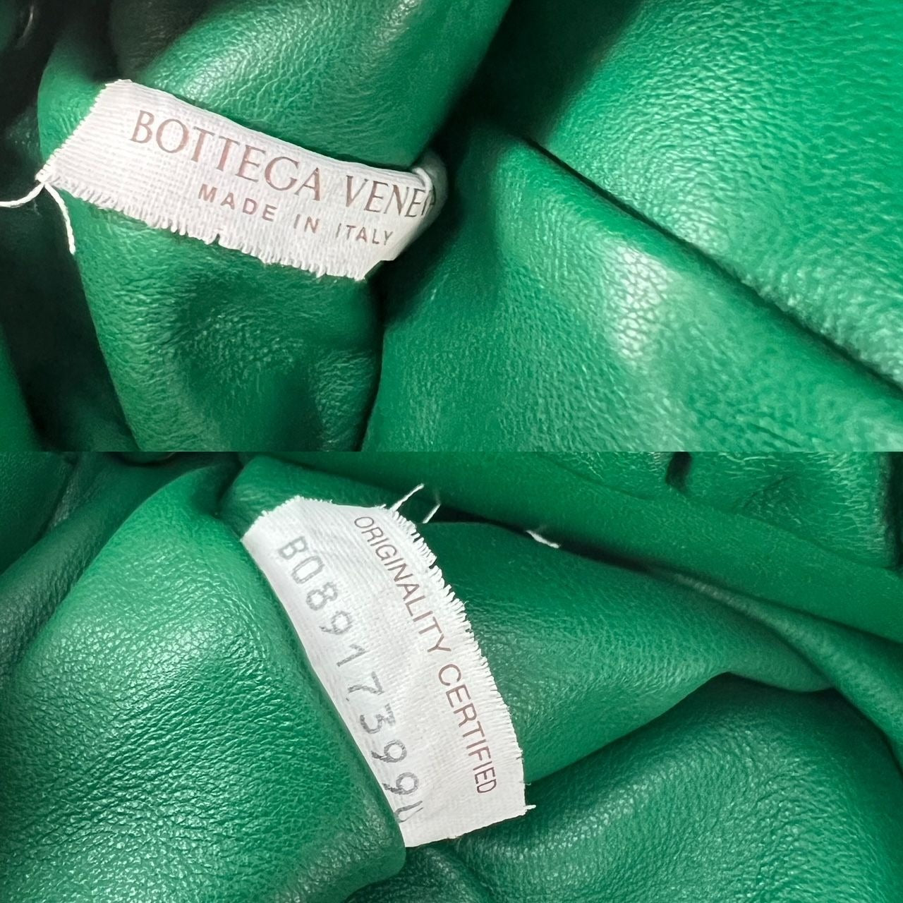 Bottega Veneta Green Chain Leather Pouch Bag Clutch