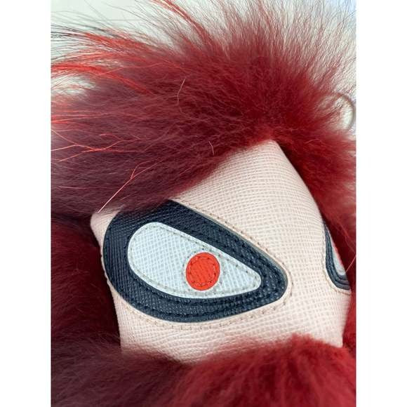 Fendi Red Fur Bag Bugs Leather Key Chain / Bag Charm