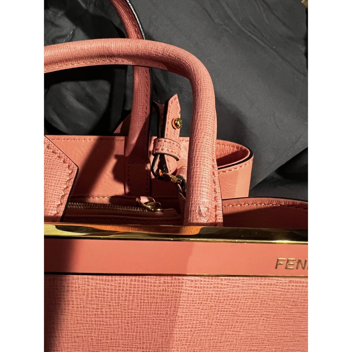 Fendi Vitello Elite Flamingo Petite 2Jours Pink Tote Shoulder Crossbody Bag