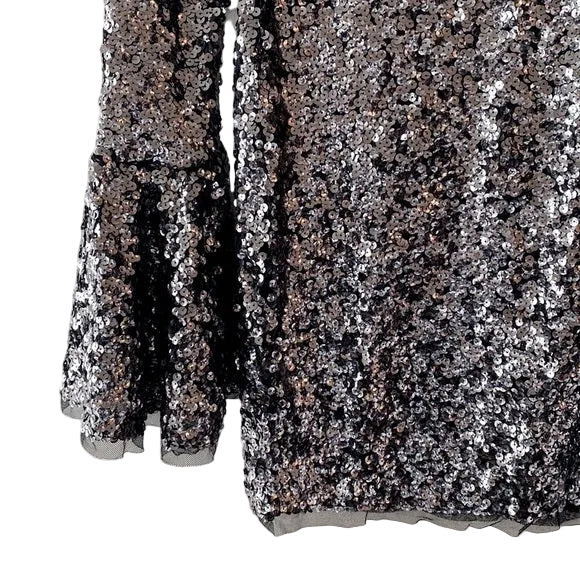 Free People Sequin Bell Sleeve Mini Dress Size Small
