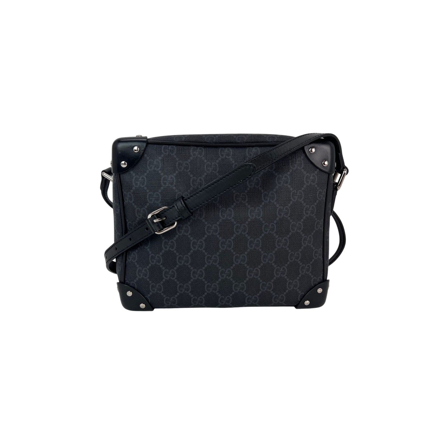 Gucci Black GG Supreme Selleria Square Messenger Bag