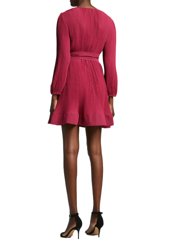 MILLY Burgundy Liv Pleated Dress Size 0 Small