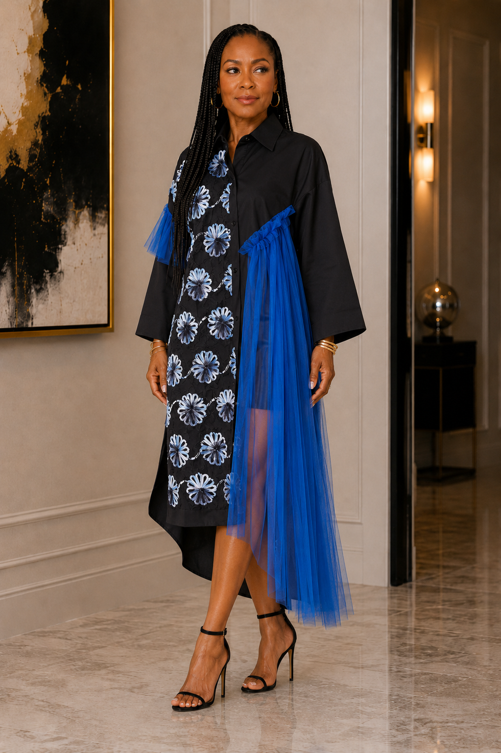 TOV Los Angeles Asymmetrical Shirt Dress Size 44 (US 14)