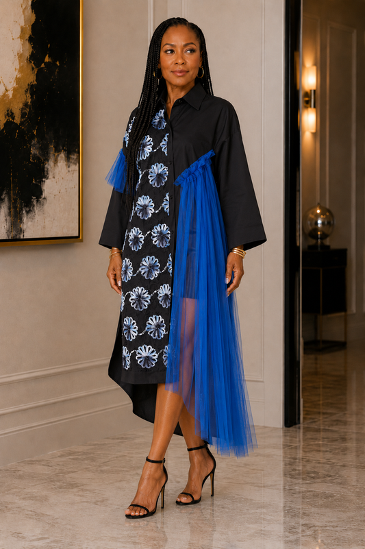 TOV Los Angeles Asymmetrical Shirt Dress Size 44 (US 14)