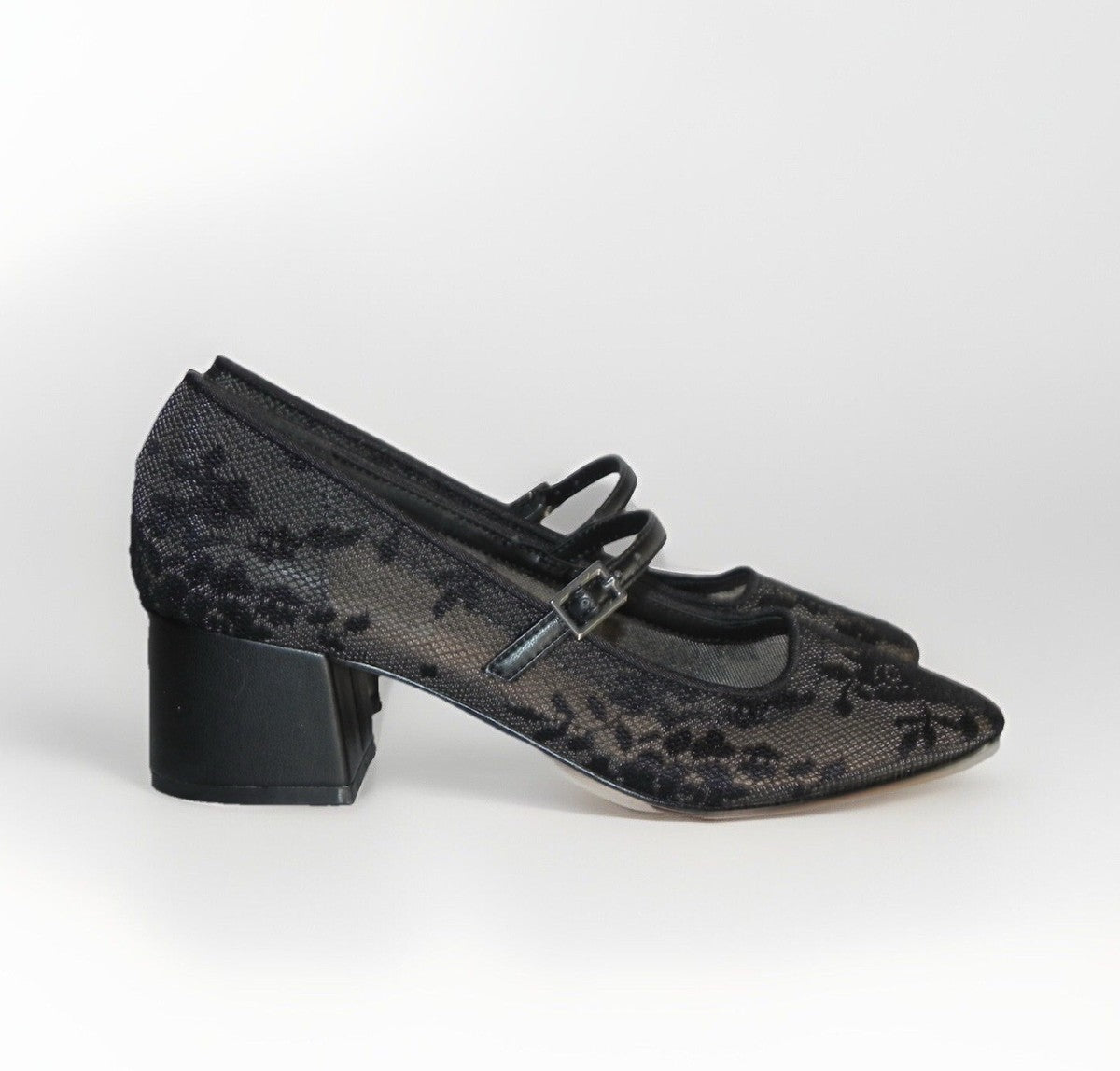 Steve Madden Hawke Black Lace Mary Jane Block Heel Pumps Size 9.5