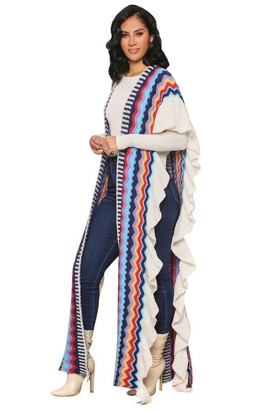 Long Ruffle Poncho