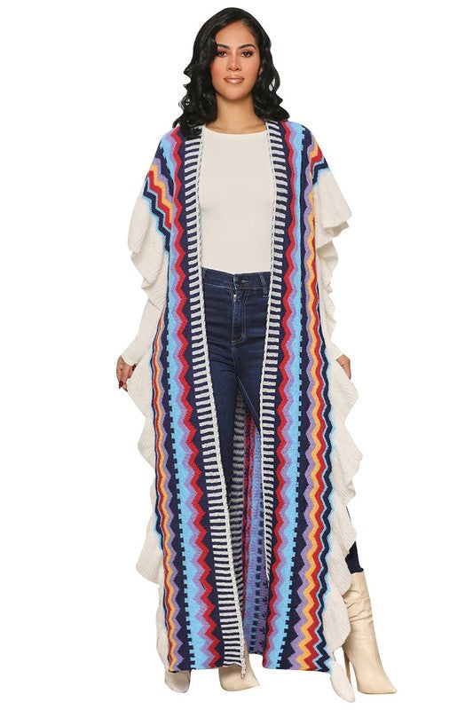 Long Ruffle Poncho