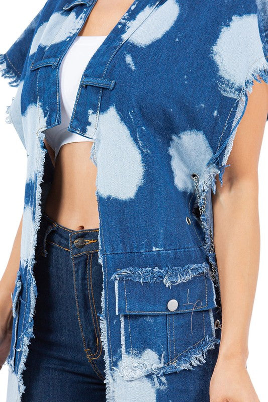 Denim Denim Maxi Vest Cover Up