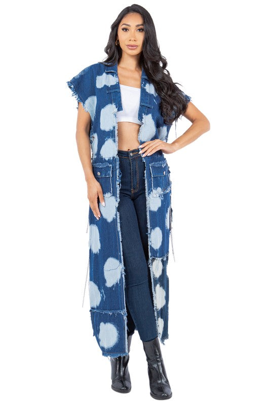 Denim Denim Maxi Vest Cover Up