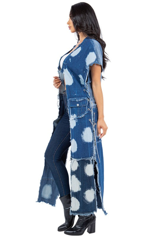 Denim Denim Maxi Vest Cover Up