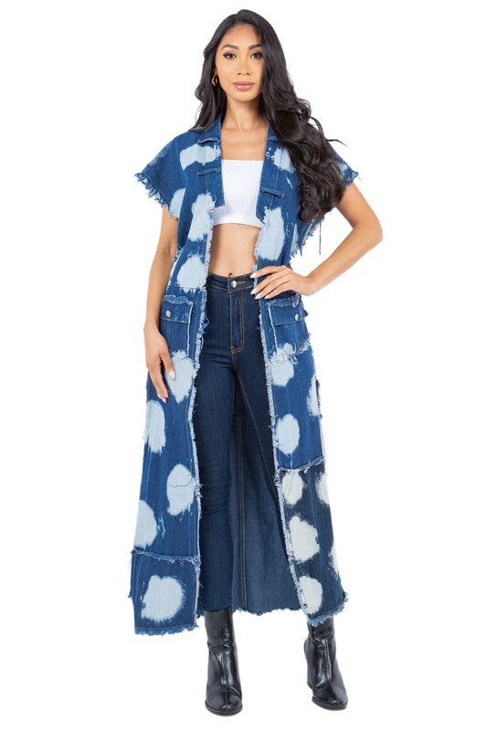 Denim Denim Maxi Vest Cover Up