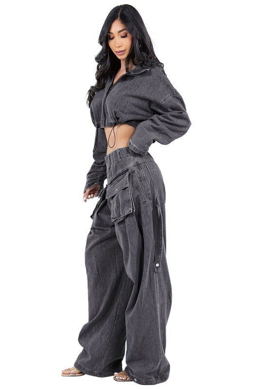 Denim Two Piece Jacket and Pants
