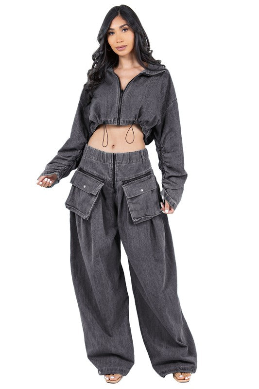 Denim Two Piece Jacket and Pants