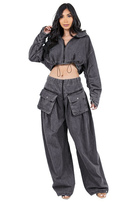 Denim Two Piece Jacket and Pants