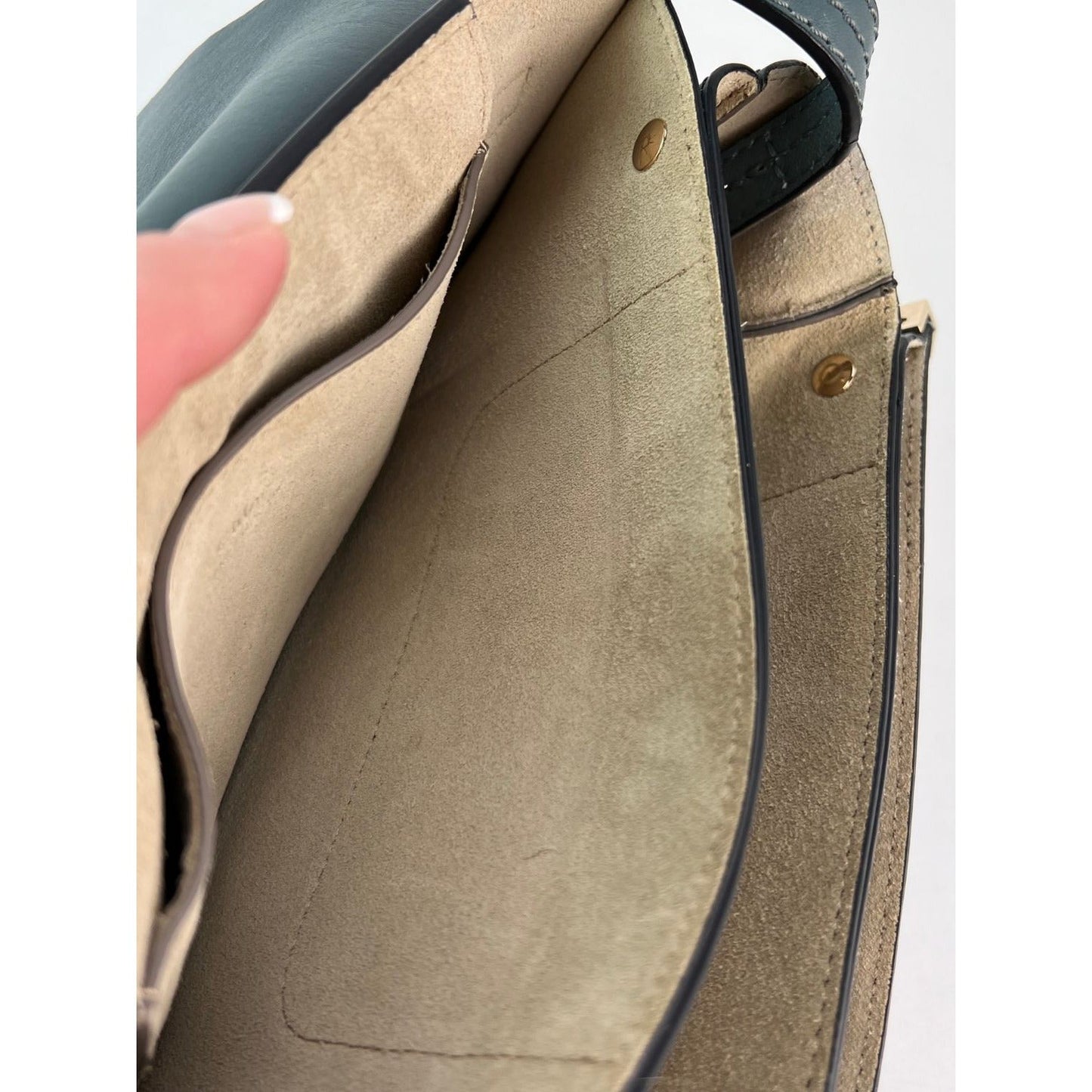 Chloe Faye Chain Suede Leather Gray Blue Crossbody Bag