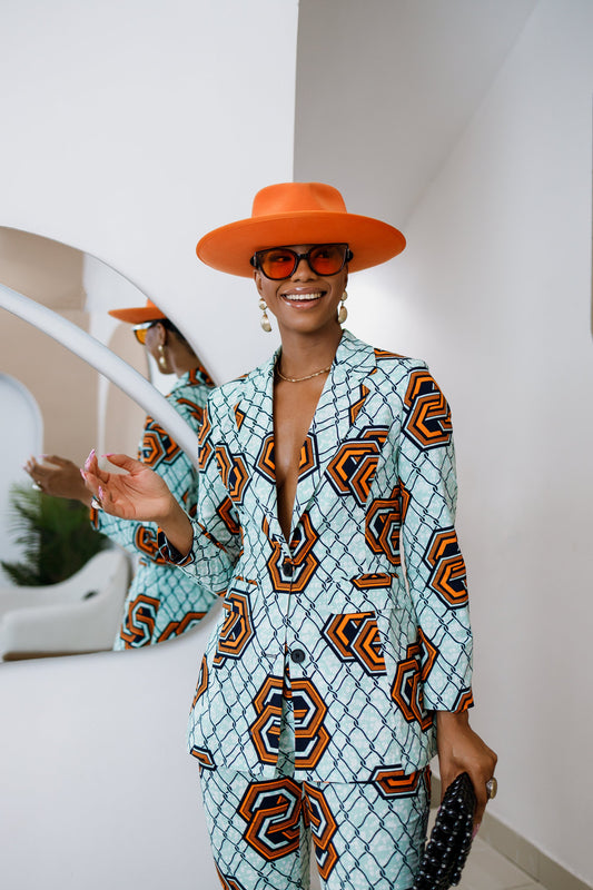 HAWA AFRICAN PRINT TAILORED SUIT SET----FINAL SALE