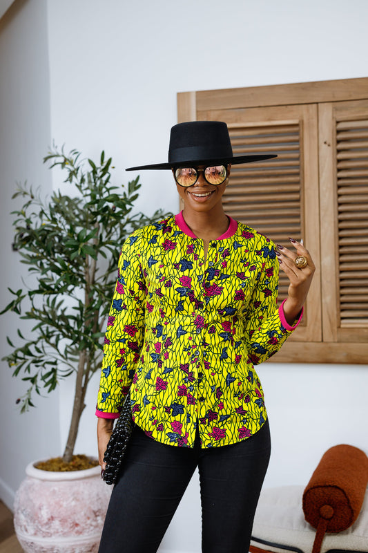 DAMINI AFRICAN PRINT POLO SHIRT----FINAL SALE