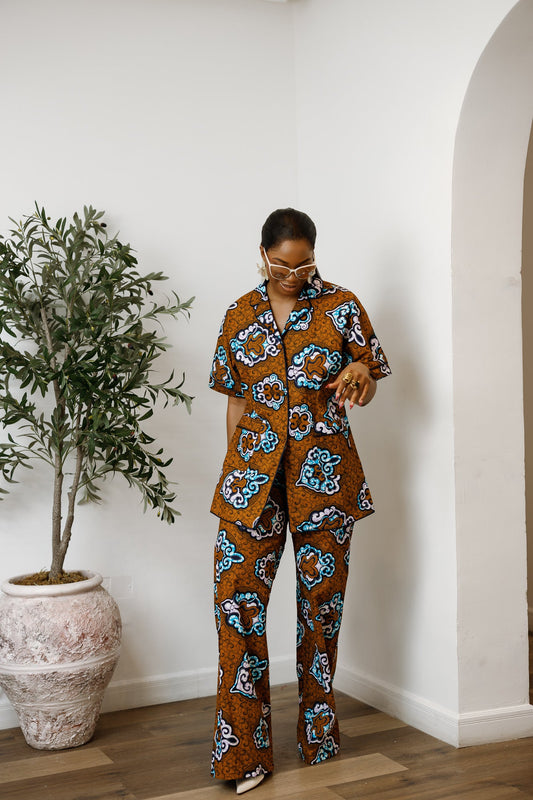 LARA AFRICAN PRINT SHIRT SET [MULTICOLOR]