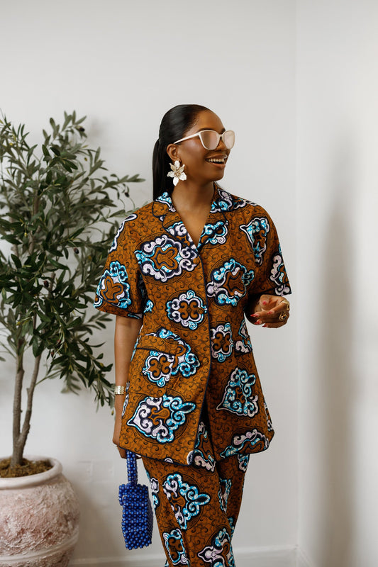 LARA AFRICAN PRINT SHIRT SET [MULTICOLOR]
