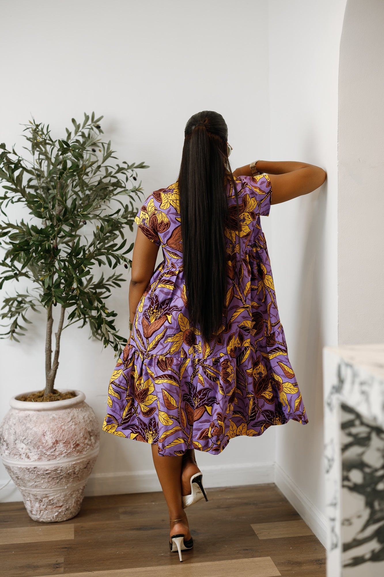 JOLA AFRICAN PRINT TIERED SHIRT DRESS [MULTICOLOR]
