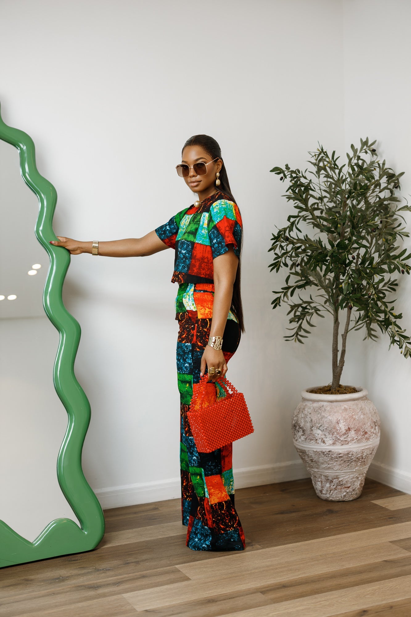 ADUN AFRICAN PRINT TWO PIECE PANT SET [MULTICOLOR]