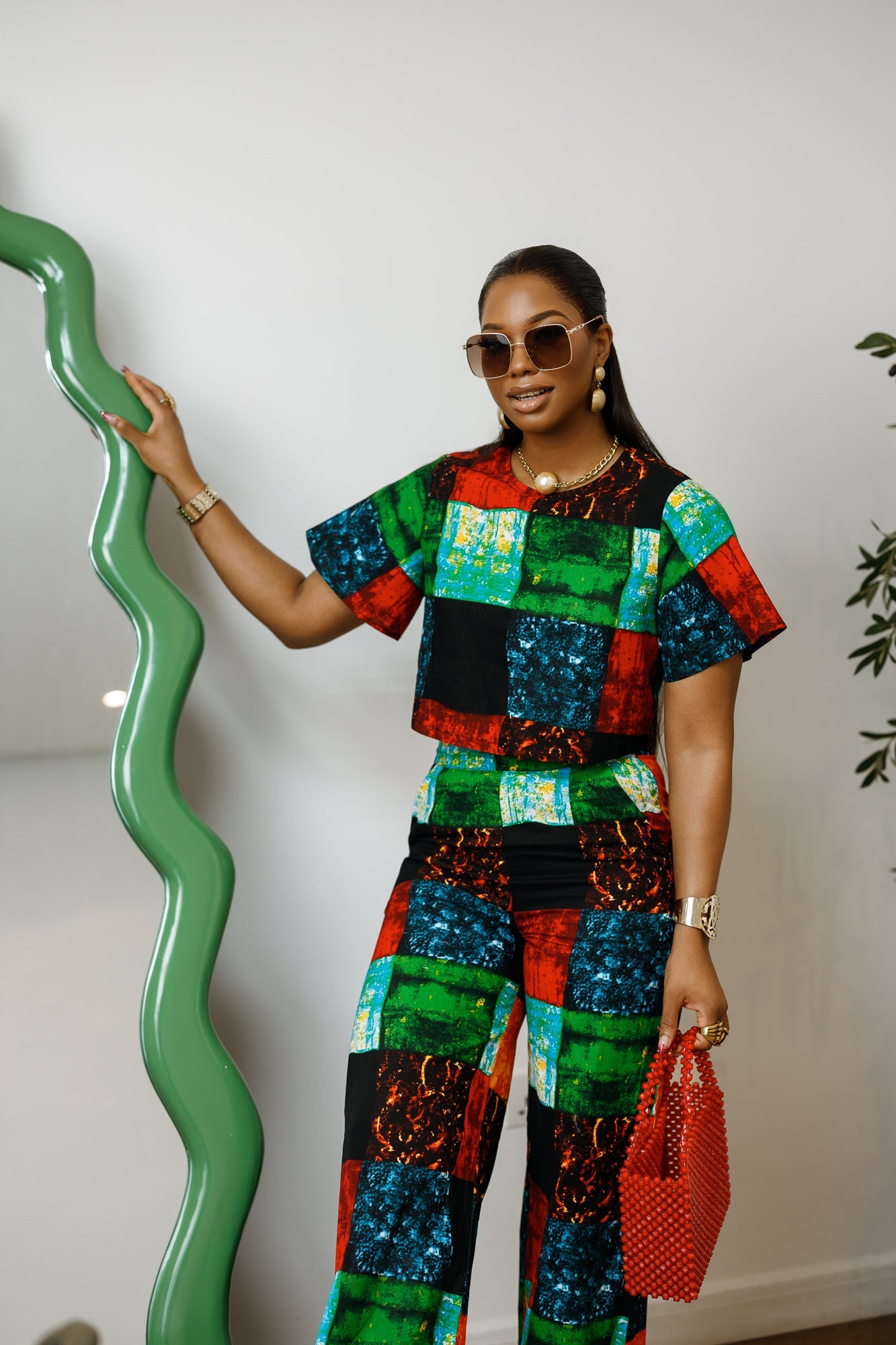 ADUN AFRICAN PRINT TWO PIECE PANT SET [MULTICOLOR]