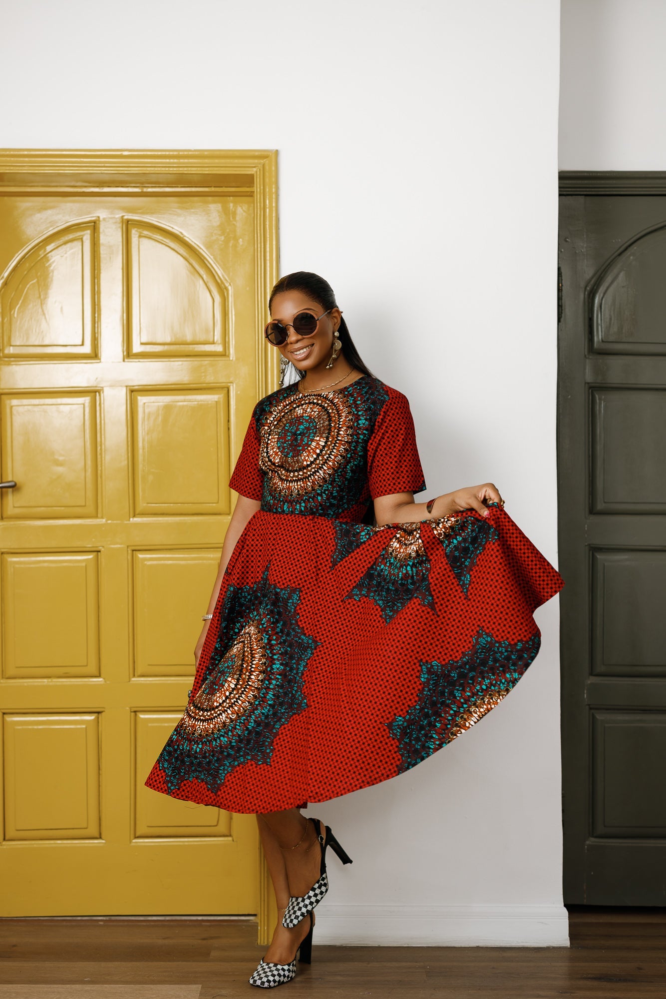 MARIAMA AFRICAN PRINT MIDI DRESS
