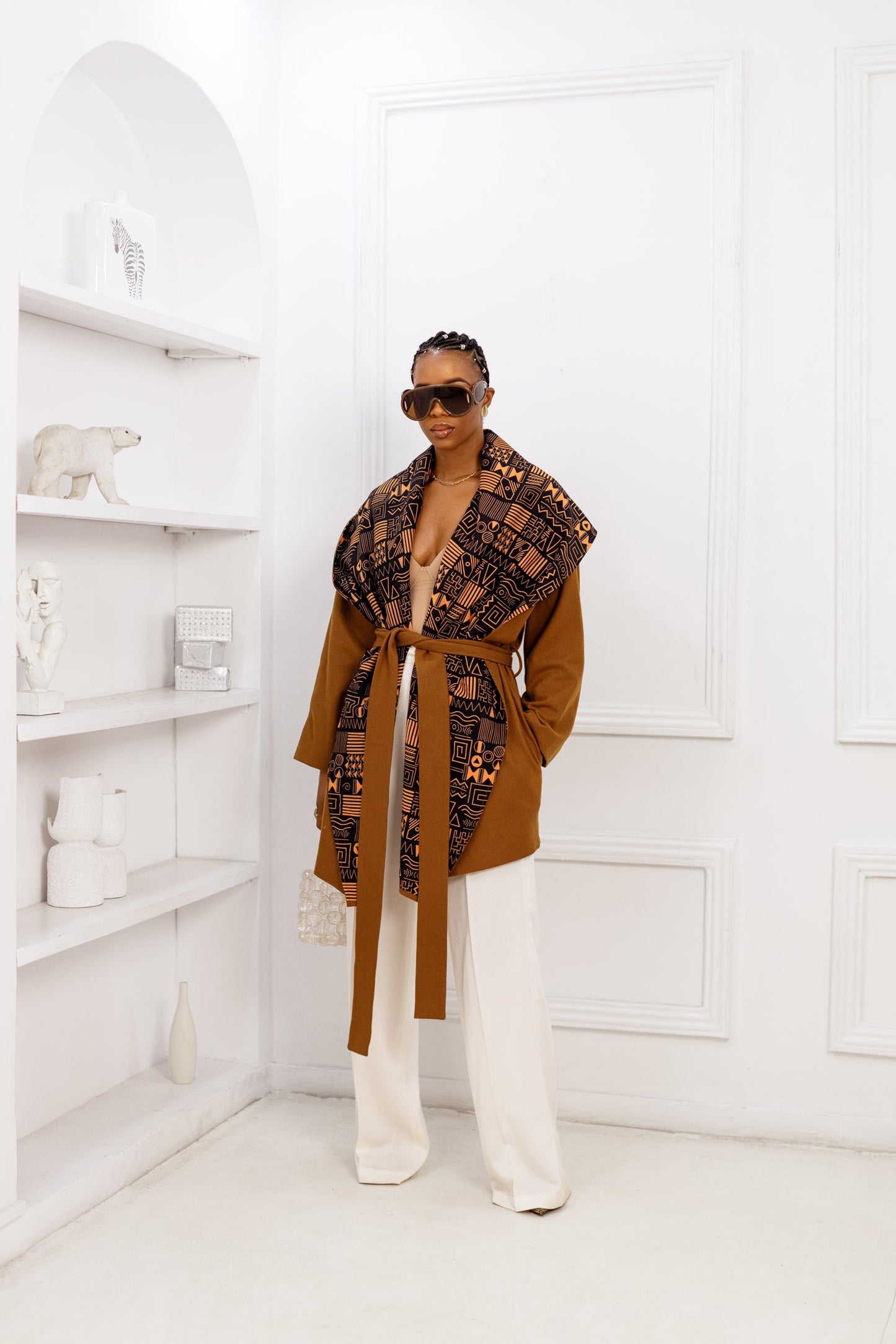DONNA AFRICAN PRINT WOOL PONCHO ----FINAL SALE