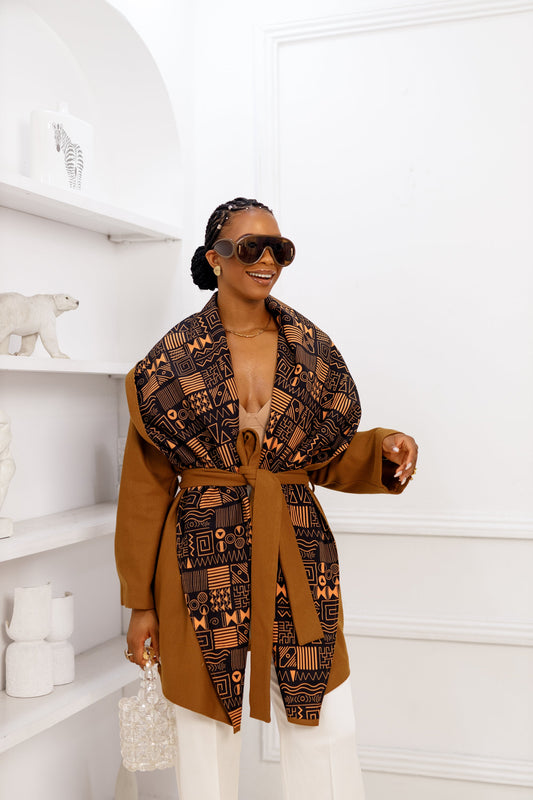 DONNA AFRICAN PRINT WOOL PONCHO ----FINAL SALE