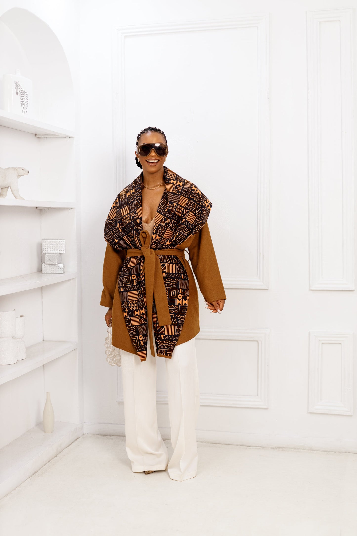 DONNA AFRICAN PRINT WOOL PONCHO ----FINAL SALE