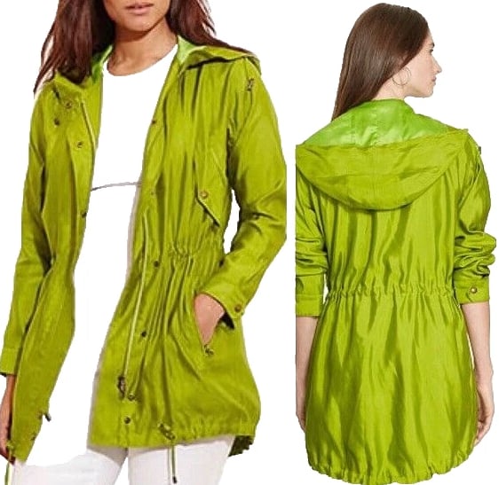 Lauren Ralph Lauren Lime Green Silk Hooded Coat Anorak Jacket Size 3X