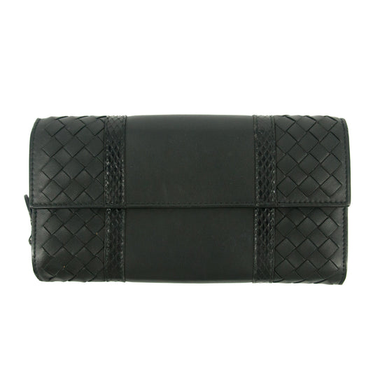 Bottega Veneta Intrecciato Black Bifold Long Wallet #5197