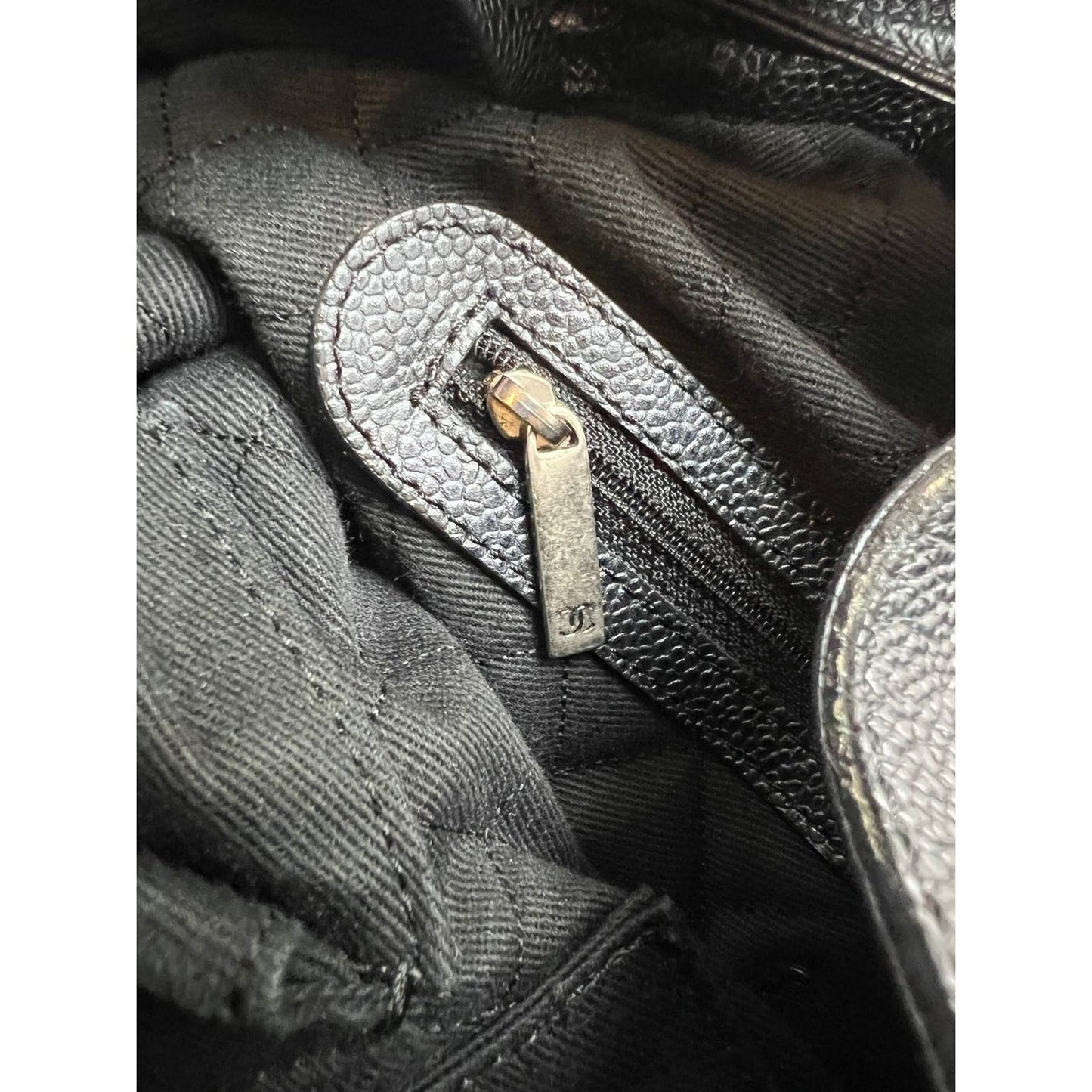 CHANEL Satin CC Large Black Bucket Shouler Bag