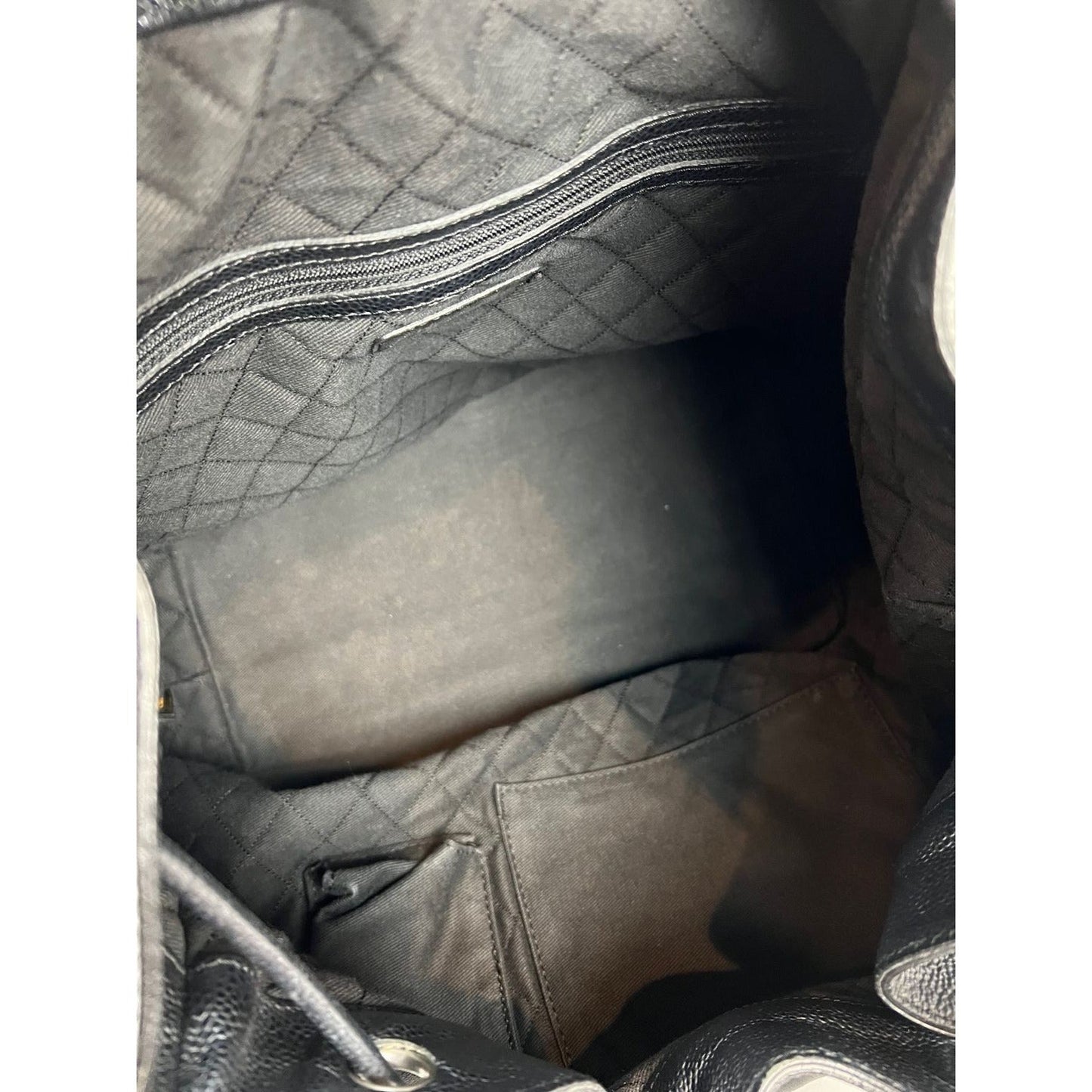 CHANEL Satin CC Large Black Bucket Shouler Bag