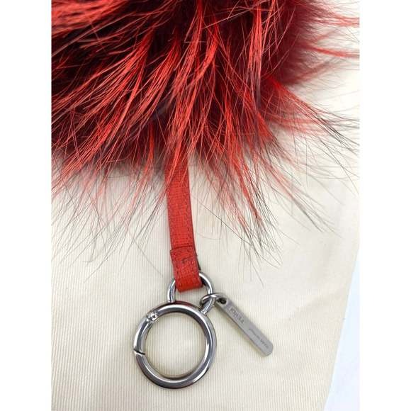 Fendi Red Fur Bag Bugs Leather Key Chain / Bag Charm