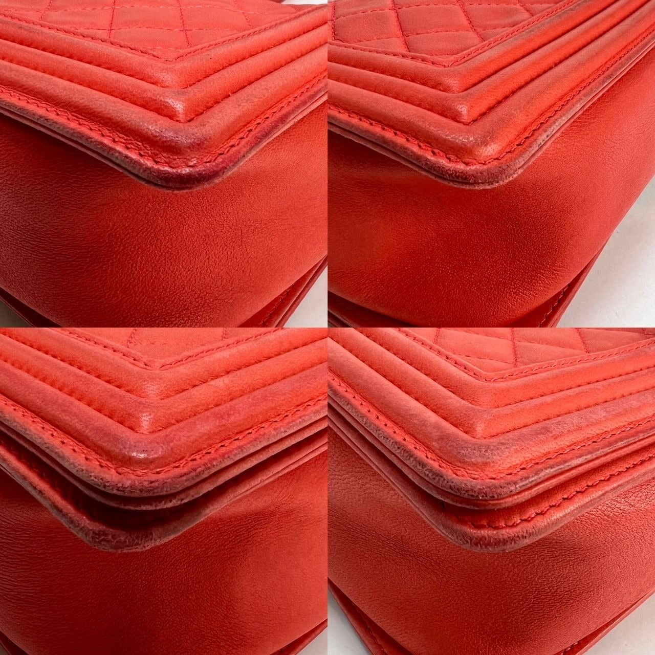 CHANEL Lambskin Quilted Medium Boy Red Flap Bag