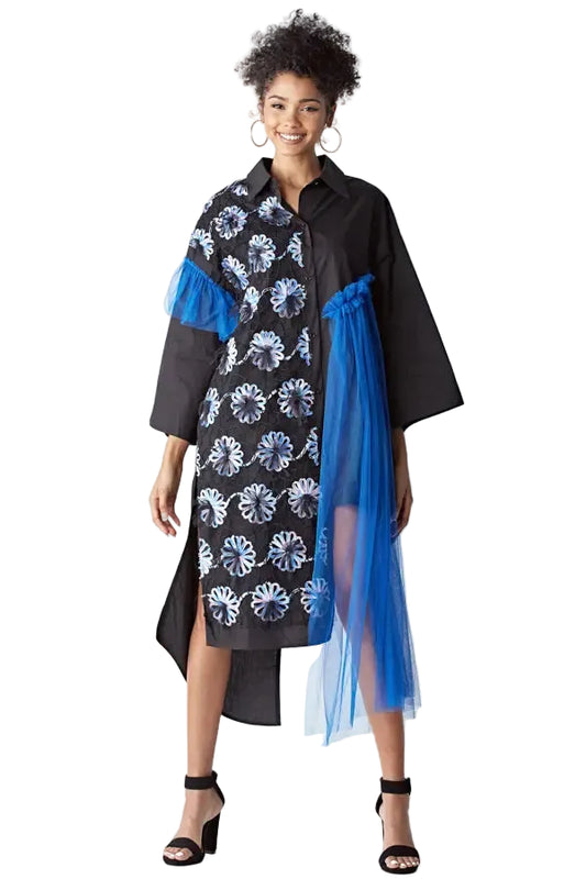 TOV Los Angeles Asymmetrical Shirt Dress Size 44 (US 14)