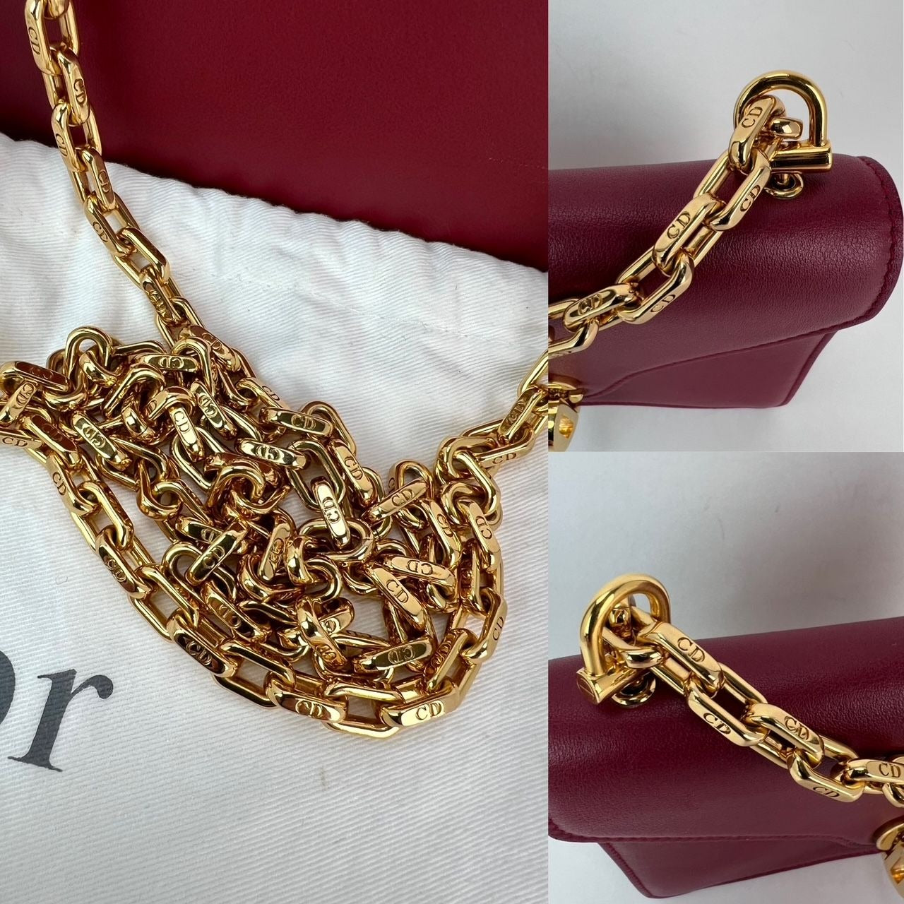 Christian Dior C'est Dior Mini Flap Burgundy Leather Shoulder Bag