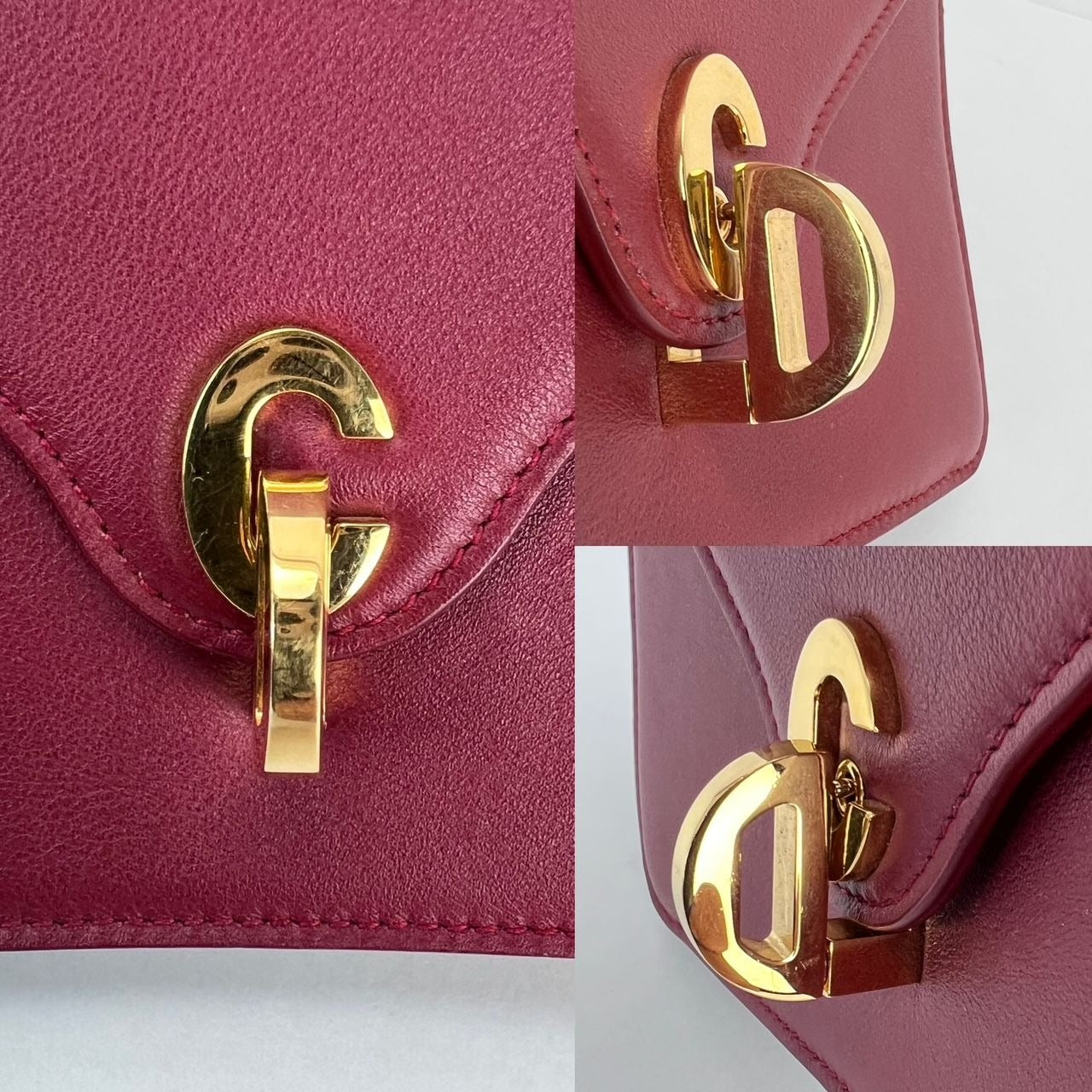 Christian Dior C'est Dior Mini Flap Burgundy Leather Shoulder Bag