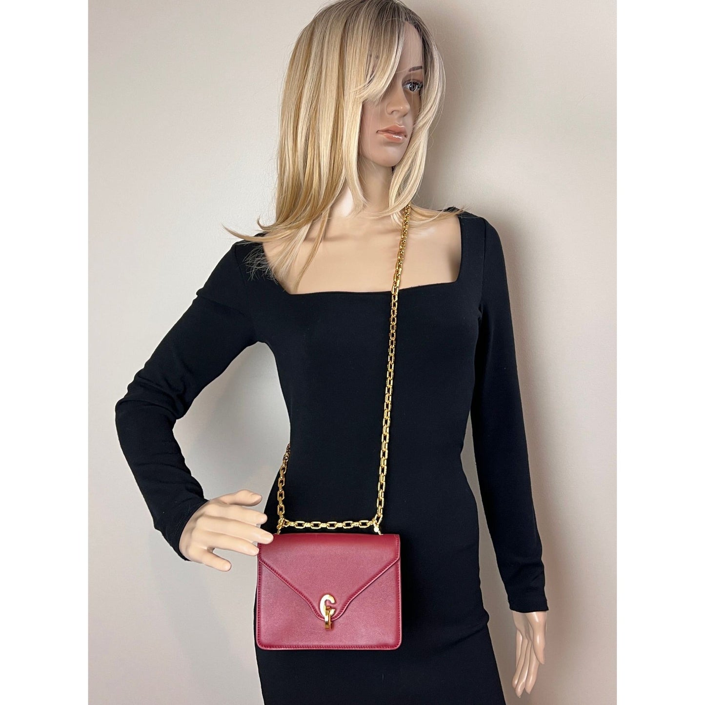 Christian Dior C'est Dior Mini Flap Burgundy Leather Shoulder Bag
