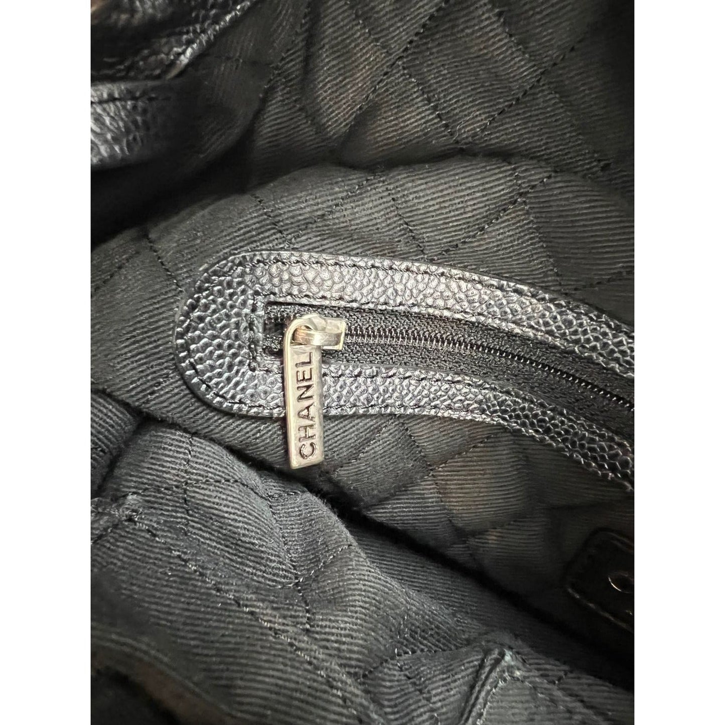 CHANEL Satin CC Large Black Bucket Shouler Bag