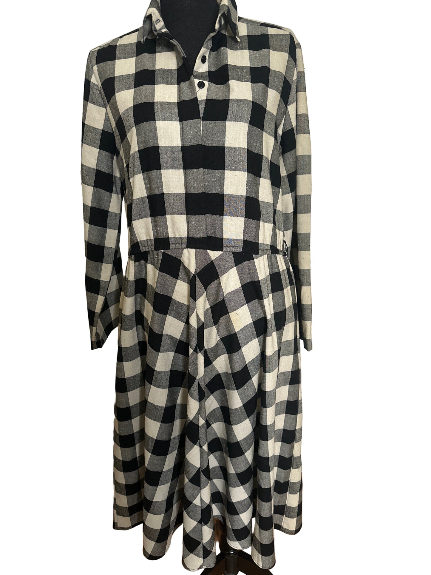 Lisa II Black Off White Checker Board Print Dress Size 14 (Fits Medium)