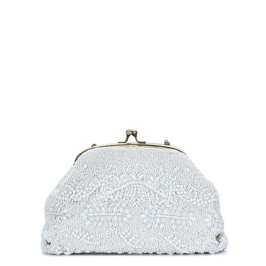 Akira Beaded Metal Frame Clutch