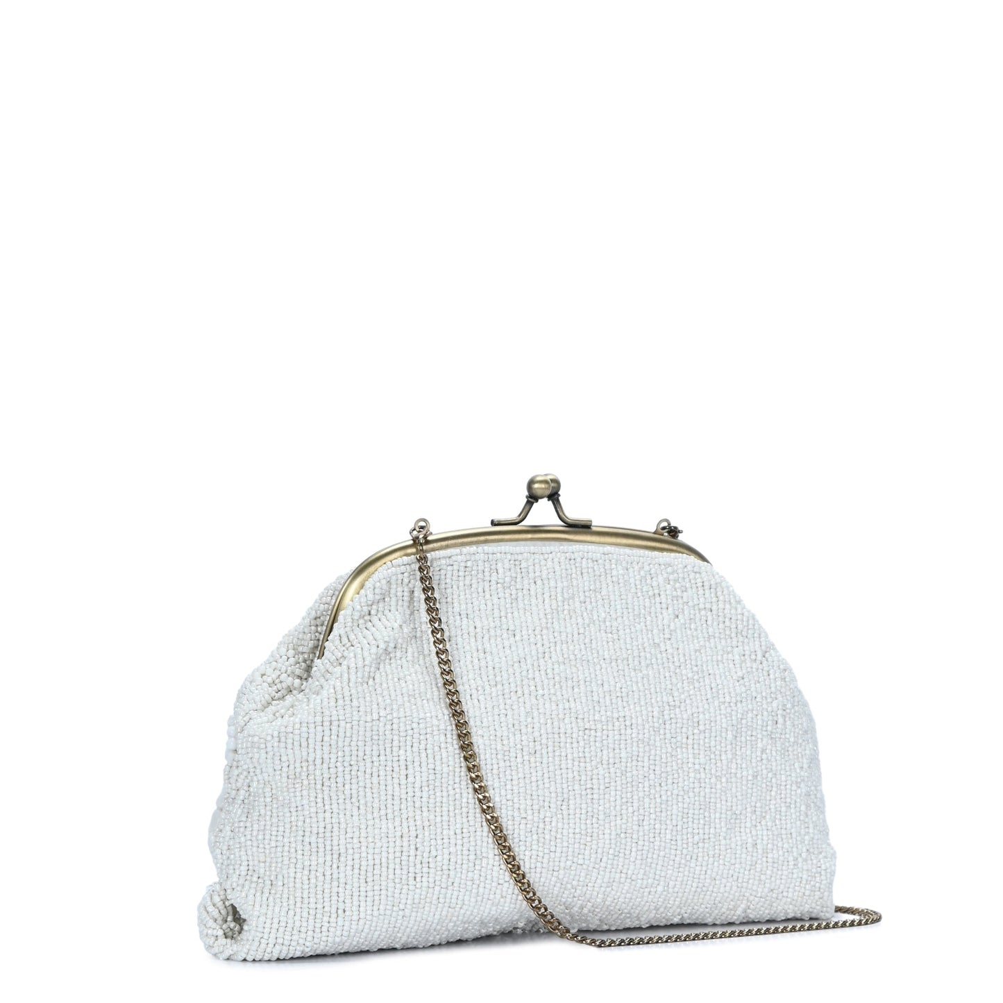 Akira Beaded Metal Frame Clutch