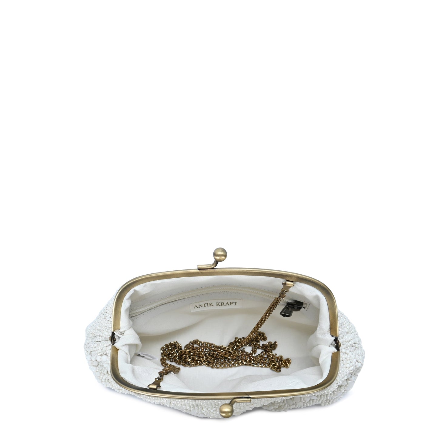 Akira Beaded Metal Frame Clutch