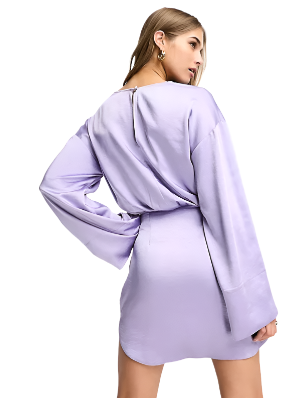 ASOS DESIGN Lilac Satin Mini Dress Size 8 Medim