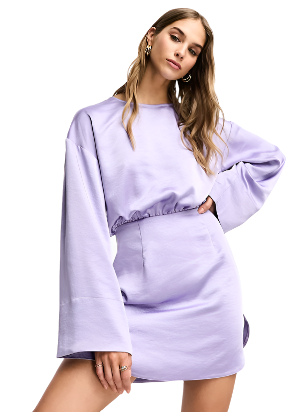 ASOS DESIGN Lilac Satin Mini Dress Size 8 Medim