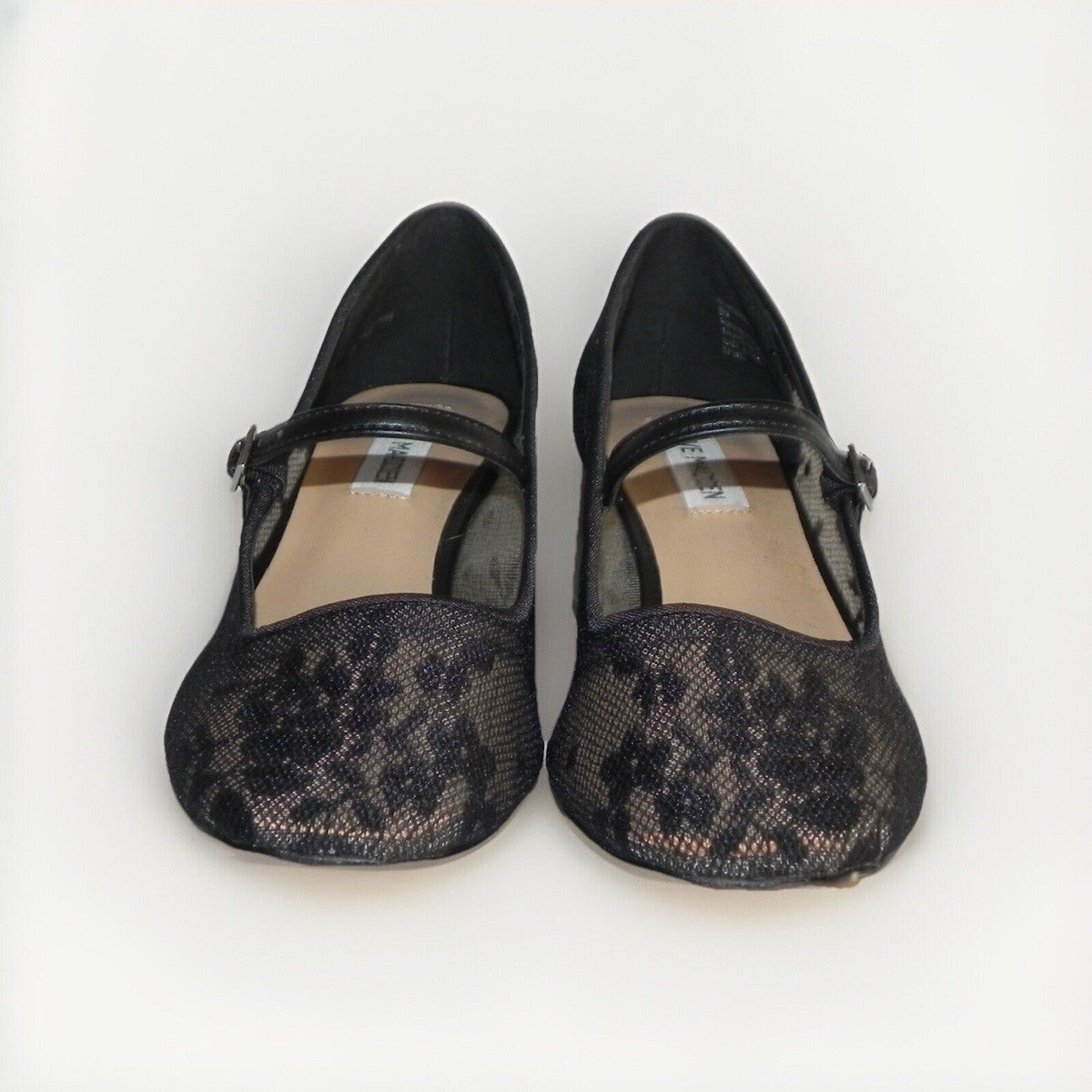 Steve Madden Hawke Black Lace Mary Jane Block Heel Pumps Size 9.5