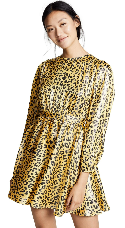 DVF Heyford Yellow Leopard Print Mini Dress Size 4 Small